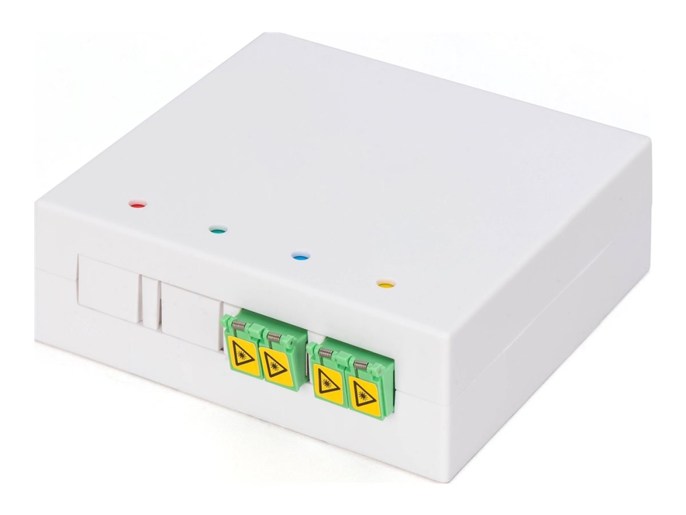 Digitus Ftth Gehäuse, 2 X Lc/Apc Dx Kupplung Mit Shutter, Lc-D, Weiß, Abs Synthetik, Polycarbonat (Pc), Ip45, -40 - 85 °C, 80 Mm