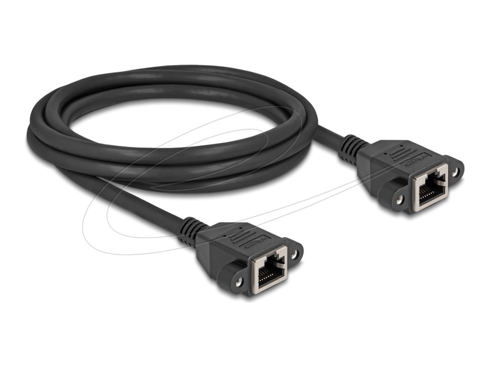 Delock - Netværkskabel - Rj-45 (Hun) Kan Skrues Til Rj-45 (Hun) Kan Skrues - 2 M - S/Ftp - Cat 6A - Halogenfri, Flad - Sort