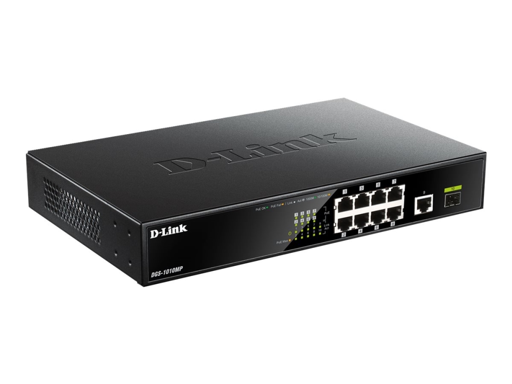 D-Link Dgs-1010Mp/E, Unmanaged, L2, Gigabit Ethernet (10/100/1000), Power Over Ethernet (Poe), Rack-Einbau, 1U