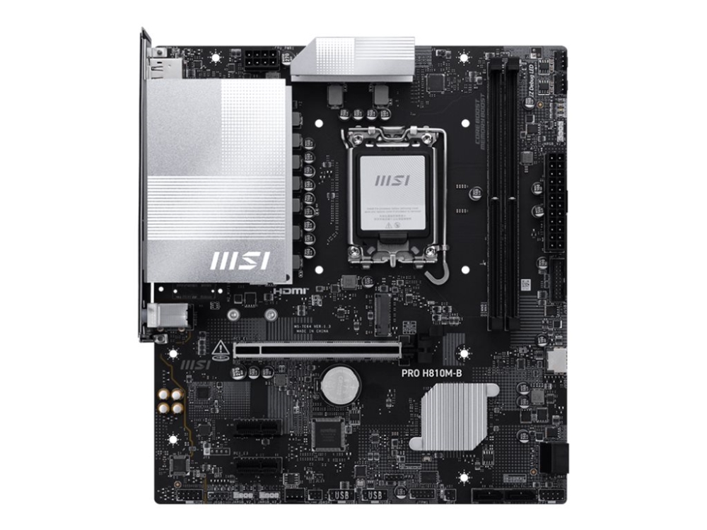 Msi Pro H810m-B - Bundkort - Micro Atx - Lga1851 Sokkel - H810 Chipset - Usb 3.2 Gen 1, Usb-C 3.2 Gen2 - 2.5 Gigabit Lan - Onboard Grafik (Cpu Påkræv