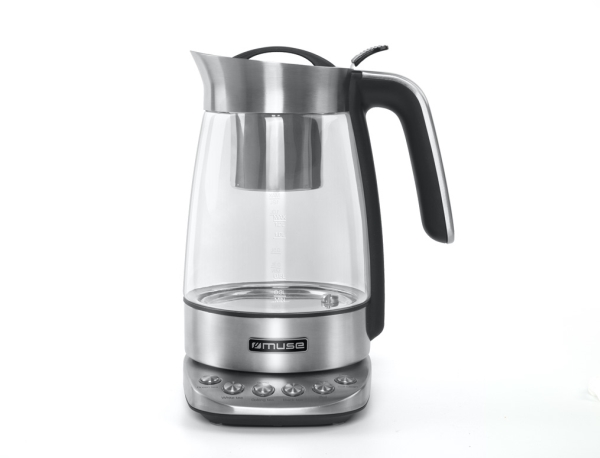 Muse Ms-320 T, 1,2 L, 2200 W, Transparent, Glas, Edelstahl, Regelbare Temperatur, Drahtlos