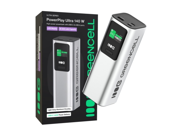 Green Cell Gc Pbgc25ud - Powerbank Pbgc25ud, 25200 Mah, 140 W, 1X Usb-A, 2X Usb-C, 25200 Mah, Lithium-Ion (Li-Ion), Hisilicon Fcp, Power Delivery, Qu