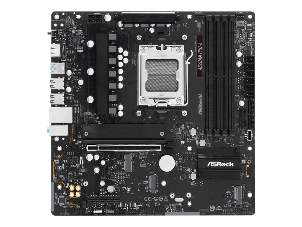 ASRock A620AM PRO-A - Moderkort - micro ATX - Socket AM5 - AMD A620A Chipuppsättning - USB 3.2 Gen 1, USB-C 3.2 Gen 1 - 2.5 Gigabit LAN - inbyggda grafiken (CPU krävs) - HD-ljud (8 kanaler) | Datorkomponenter - Moderkort - Alla Moderkort | GameStuff