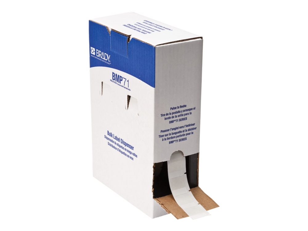 Brady - Vinyl - mat - permanent akryllisk klæbemiddel - 102 my - hvid, gennemsigtig - 25.4 x 25.4 mm 2500 etikette(r) (1 rulle(r) x 2500 en gros - etiketter