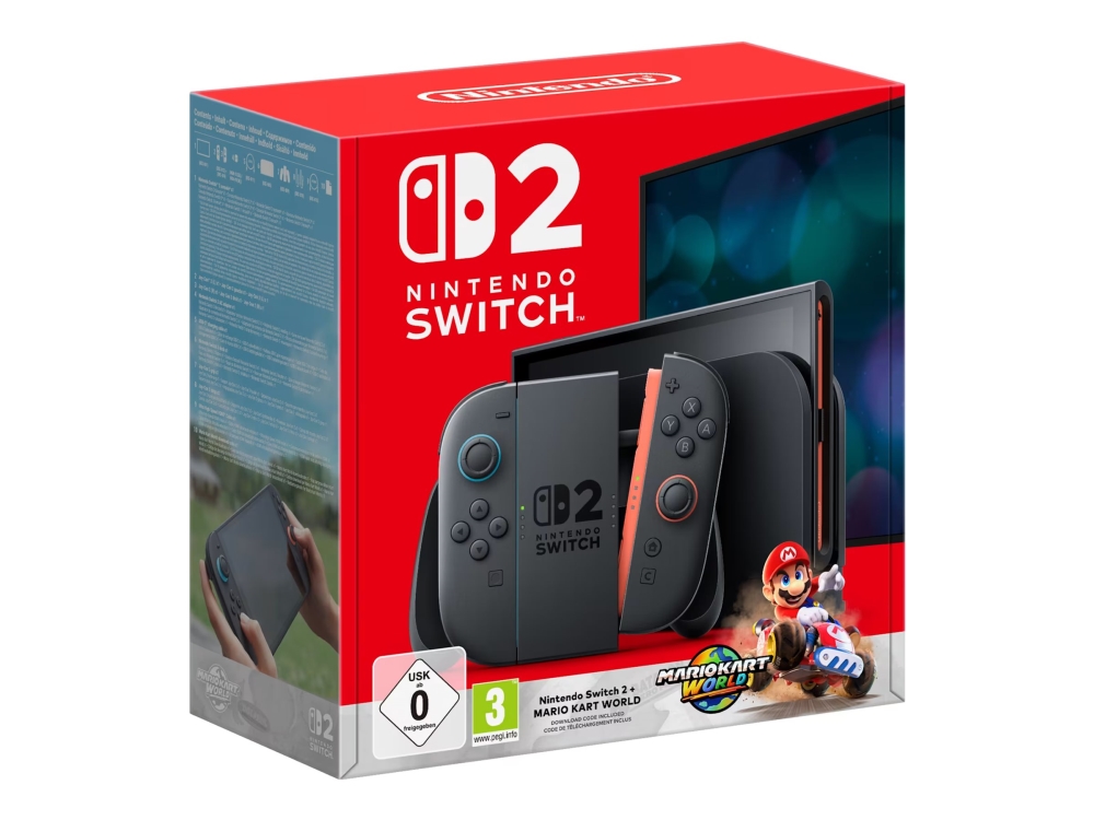 Nintendo Switch 2 + Mario Kart World, Nintendo Switch 2, Black, Analogue / Digital, D-Pad, Home Button, Menu Button, Power Button, Buttons, Lcd