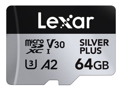 Lexar Professional Silver Plus - Flashhukommelseskort - 64 Gb - A2 / Video Klasse V30 / Uhs-I U3 - Microsdxc Uhs-I