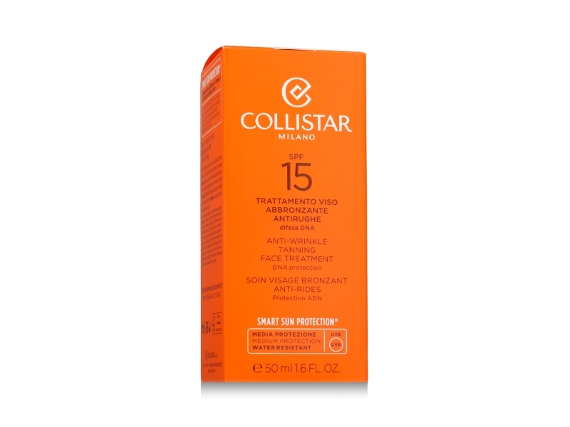 Collistar Anti-Wrinkle Tanning Face Treatment SPF15, Aurinkorasva, Kasvot, Tuubi, Kosteuttava, Suojaus, Kypsä iho, 50 ml