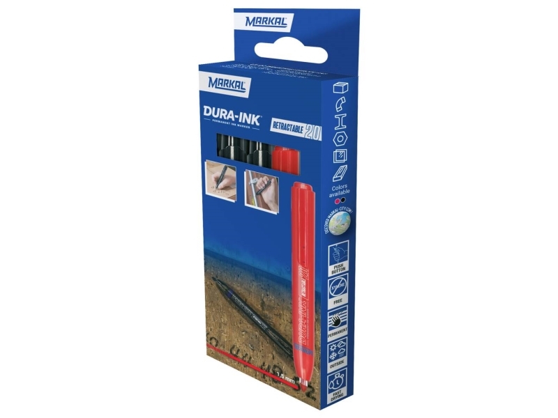 Markal Dura-Ink Retractable 22252 Permanentmarker Rot/Schwarz, Wasserfest: Ja