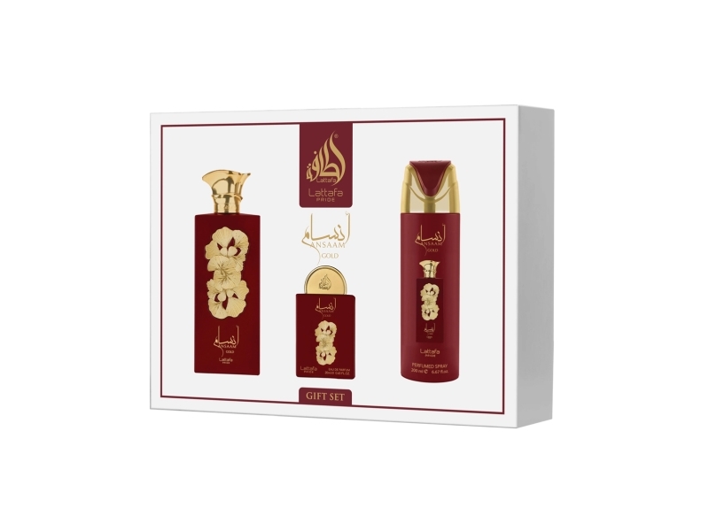 Lattafa Pride Ansaam Gold Edp 100 Ml + Edp 20 Ml + Deo Vapo 200 Ml (Woman)