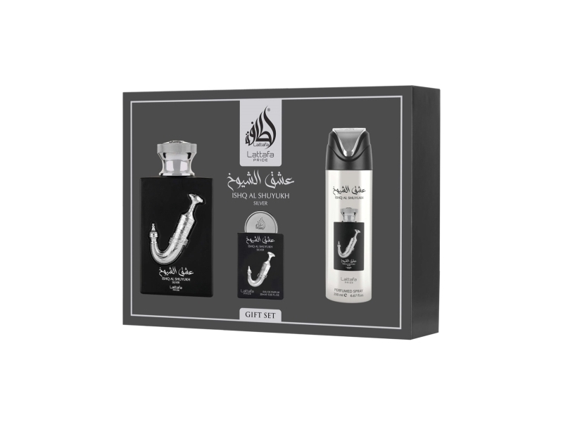 Lattafa Pride Ishq Al Shuyukh Silver EDP 100 ml + EDP 20 ml + DEO VAPO 200 ml (unisex)