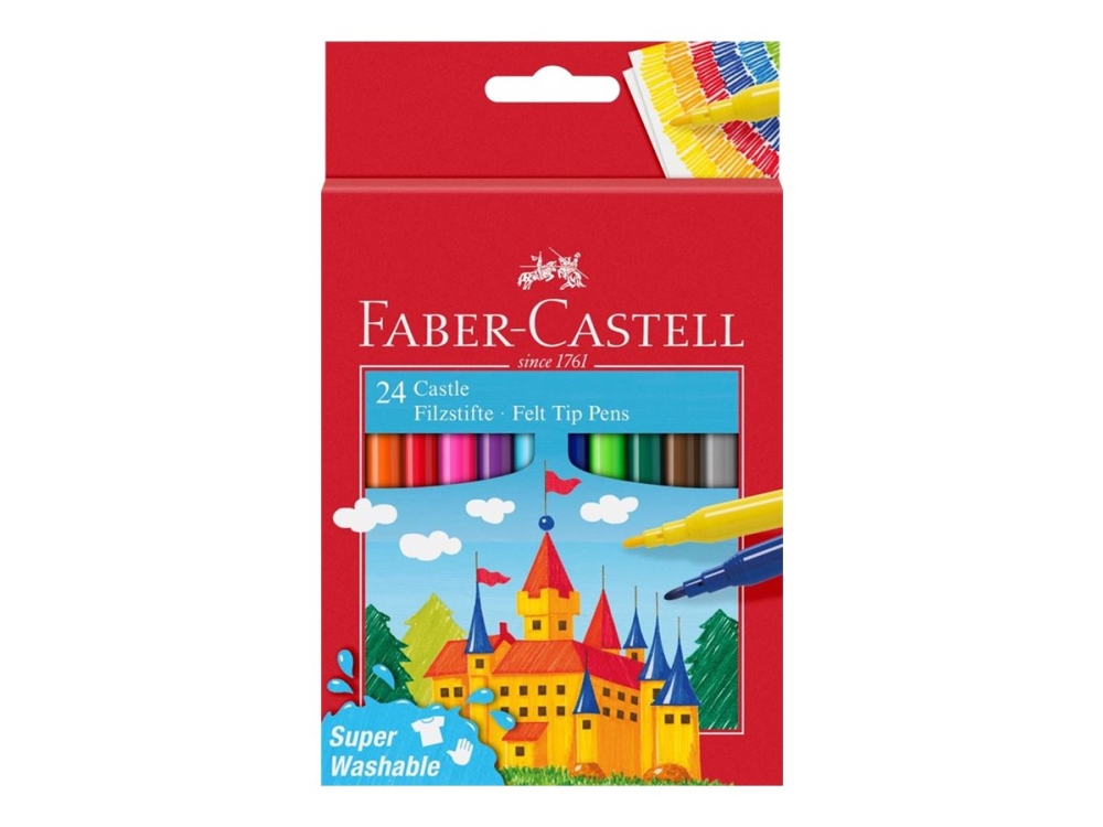Faber-Castell CASTLE - Markering - assorted intense colors - water-based dye ink (paket om 24) | Skrivredskap - Märkpennor - Permanent Marker | GameStuff