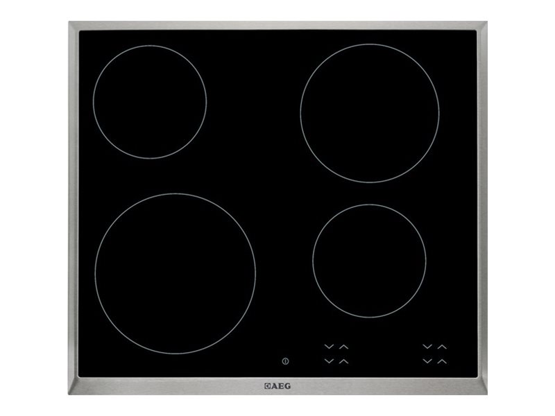 AEG HK624000XB - Keramisk häll - 4 kokplattor - Fördjupning - bredd: 56 cm - djup: 49 cm - med kanter i rostfritt stål - svart | Vitvaror - Spishäll - Keramikhäll | GameStuff