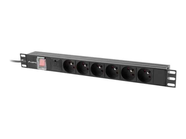 Stromleiste Lanberg Rack Pdu 19" Lanberg 1U 16A 6X230v Pl 2 M Schwarz C14