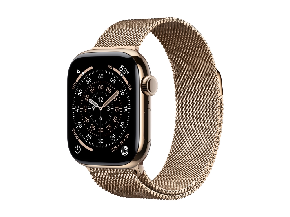 Apple Watch Series 11 Gps + Cellular 42Mm Gold Titanium Case With Gold Milanese Loop, Oled, Touchscreen, 64 Gb, Wi-Fi, Gps (Satellite), 34.6 G