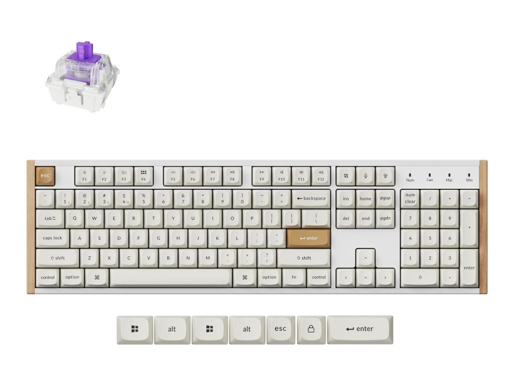 Keychron K10 HE - Tangentbord - 100% - full size - bakgrundsbelyst - trådlös - Bluetooth 5.2, USB - tangentbrytare: Gateron Double-Rail Nebula (hot-swappable) - vit | Datortillbehör - Möss & Tangentbord - Tangentbord | GameStuff