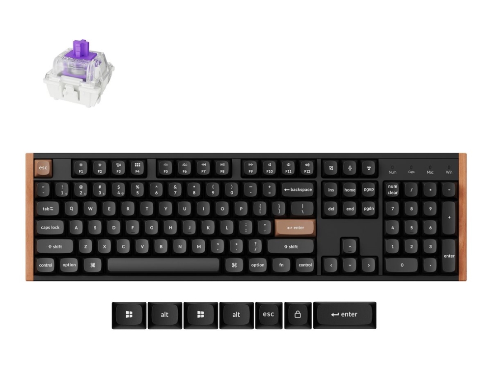 Keychron K10 HE - Tastatur - 100% - full size - bagbelyst - trådløs - Bluetooth 5.2, USB - tastkontakt: Gateron Double-Rail Nebula (hot-swappable) - sort