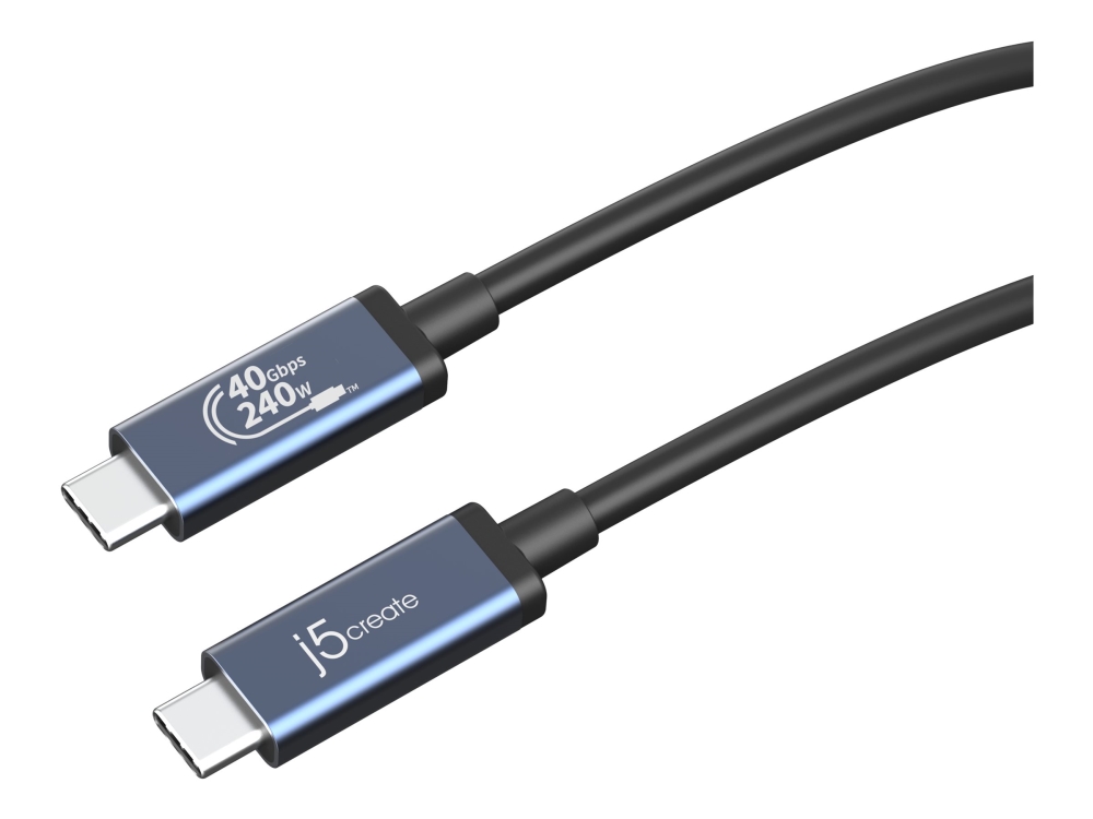 J5create Usb 40 Gb/S 240 Watt Usb -Kabel Typ C, 0,8 M, Usb C, Usb C, 40 Gbit/S, Schwarz, Blau