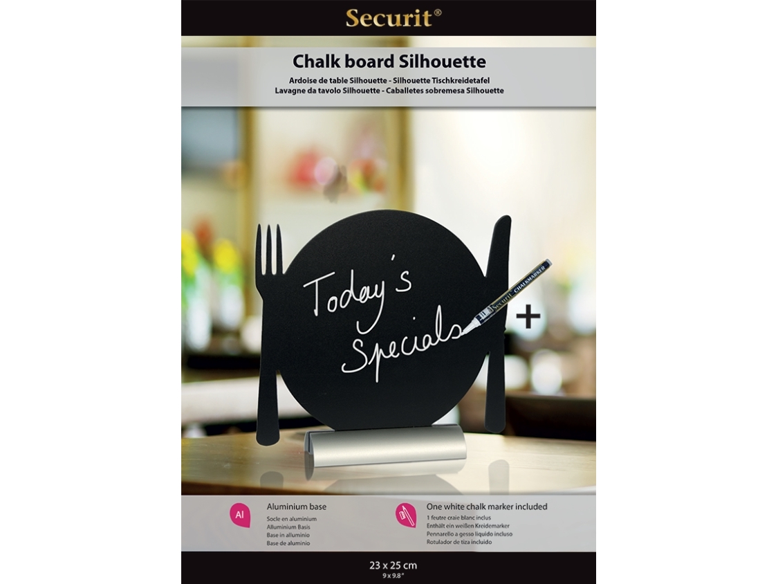 Securit® silhouet PLATE bordskilt med alufod | Bordssättning - Bar & vin - Menykort | GameStuff