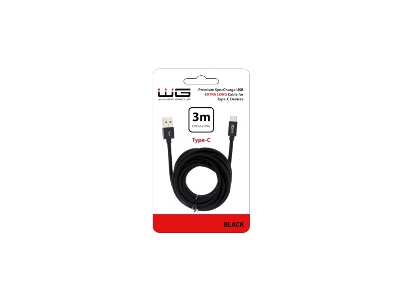 Winner Group Usb/Usb Type C, 3 M, 3 M, Usb A, Usb C, Usb 2.0, Sort
