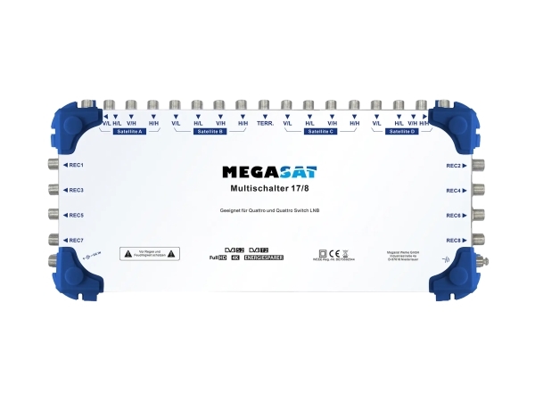 Megasat 0600154, 17 ingångar, 8 utgångar, 28 dB, 25 dB, 90 - 260 V, 47 - 63 hz | TV, Ljud & Bild - TV & Hemmabio - TV Tillbehör | GameStuff