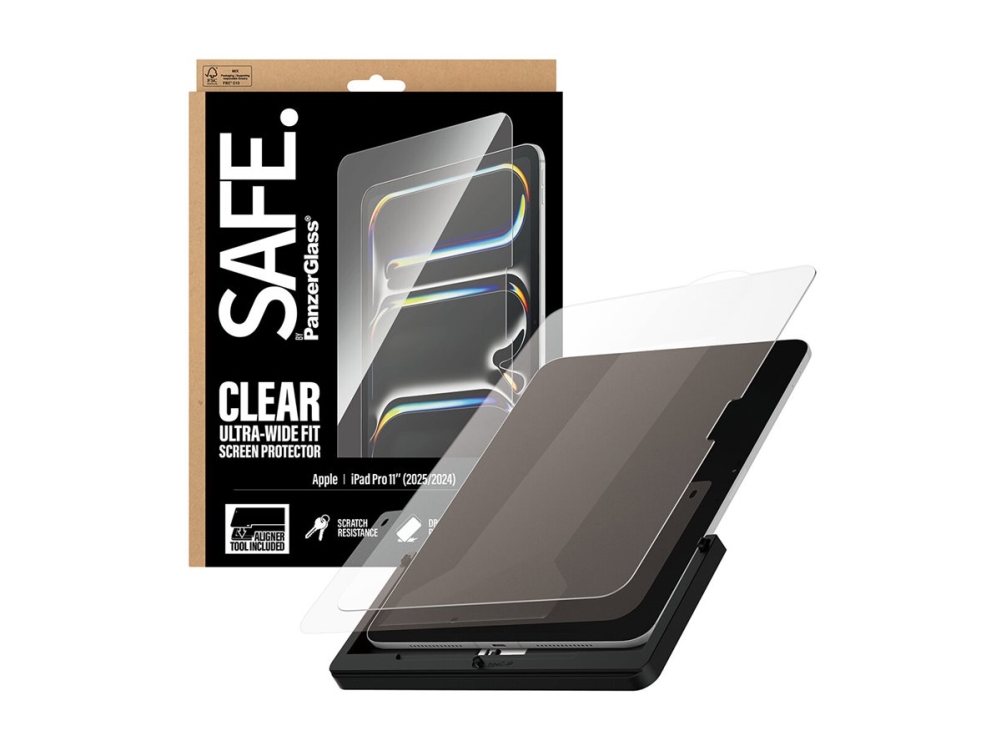 PanzerGlass SAFE. by ® Screen Protector iPad Pro 11" (2024-2025) | Ultra-Wide Fit w. Fastfit tool Apple - iPad Pro 11" (2024), Apple - iPad Pro 11"