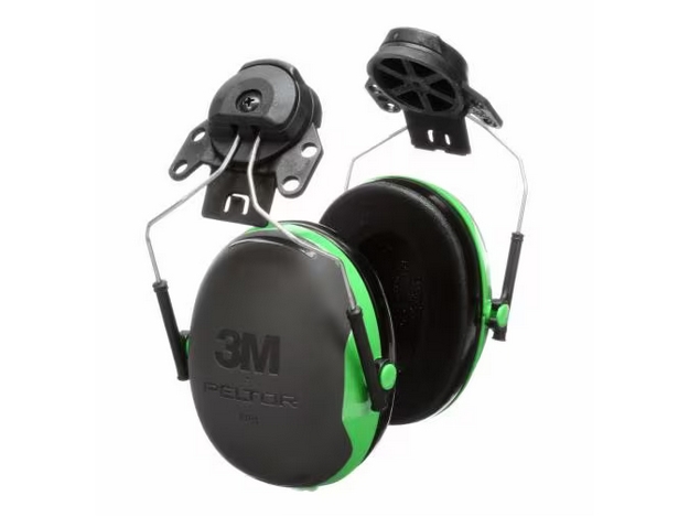 3M PELTOR Helmet Attached Earmuffs X1P3E, 10/Case, Skyddande h&ouml;rselk&aring;pa f&ouml;r hj&auml;lm, Svart, Gr&ouml;n