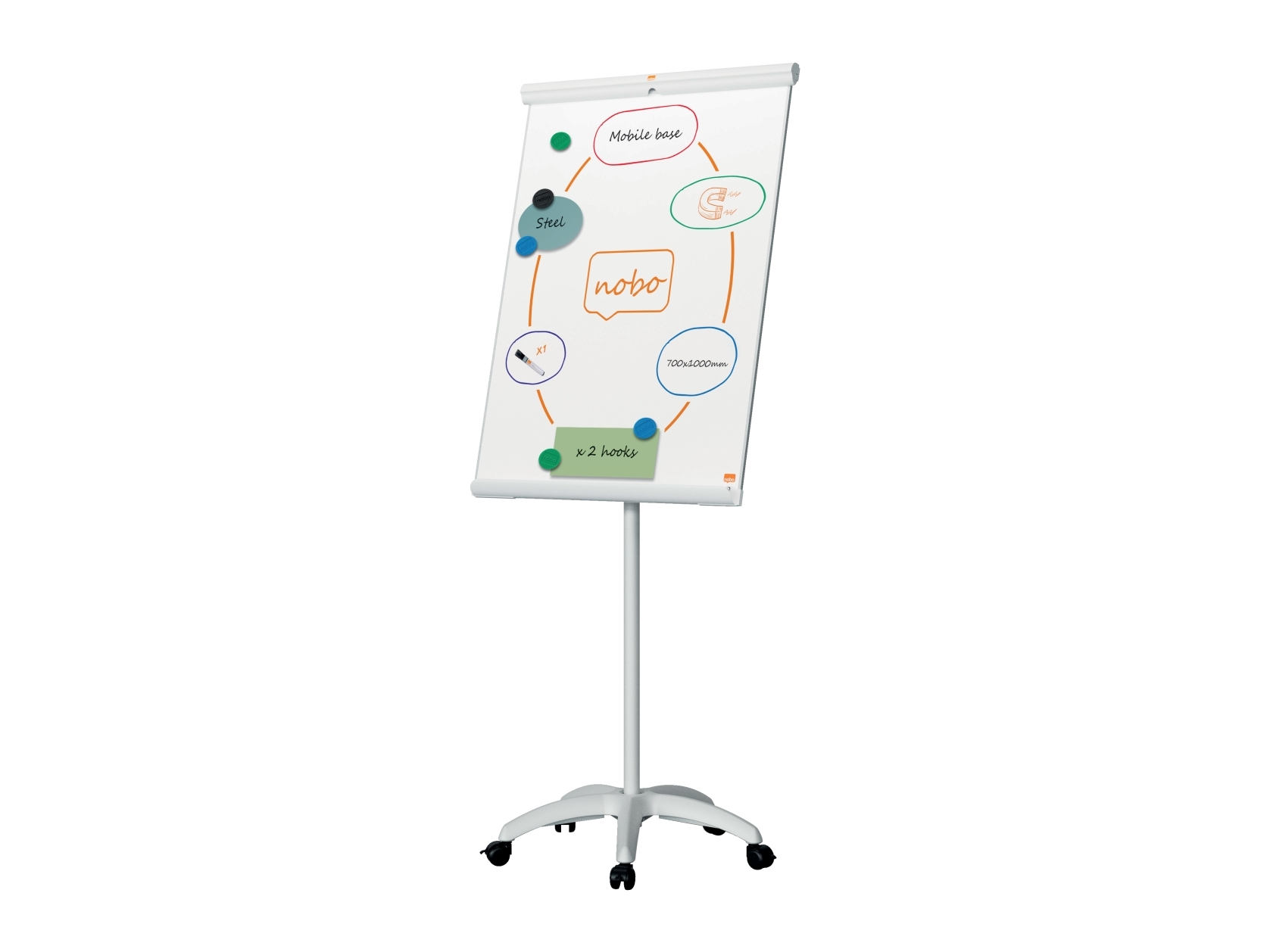 Nobo Premium Plus mobil flipover med magnetisk stål whiteboardtavle Hvid