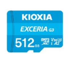 Kioxia EXCERIA G3, 512 GB, MicroSDXC, klasse 10, UHS-I, 160 MB/s, 50 MB/s