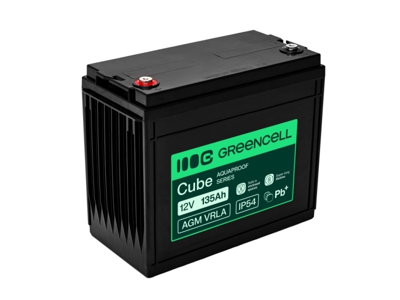 Greencell Agm Vrla 12V 135Ah Wartungsfreie Batterie Für Boote, Photovoltaik, Solarzellen (341X173x287mm)