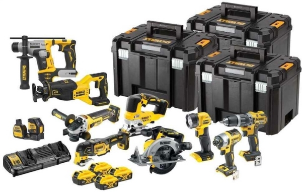 Dewalt 10 dalių įrankių rinkinys DCK1012P4T, 18 V XR, 4x5 Ah