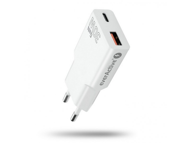 Everactive Gan Super Slim Sc-380Q Qc3.0 Usb-C Pd 30W Wall Charger White
