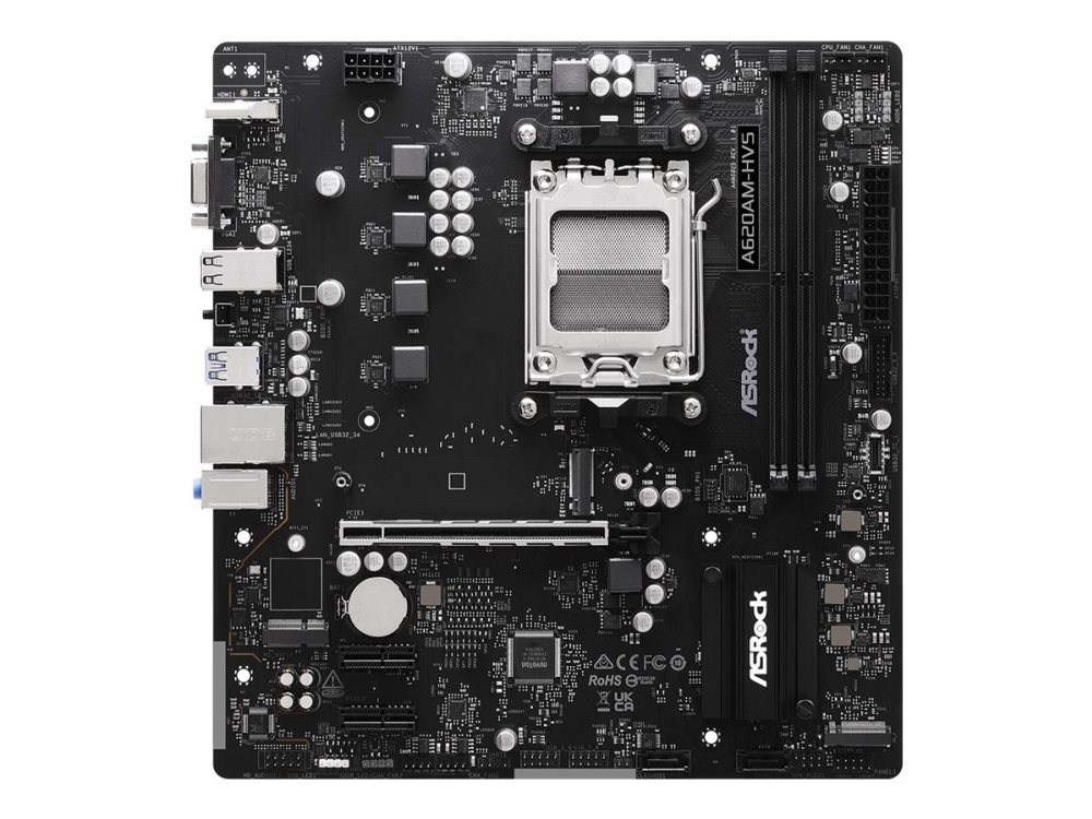 ASRock A620AM-HVS - Moderkort - micro ATX - Socket AM5 - AMD A620A Chipuppsättning - USB 3.2 Gen 1, USB-C 3.2 Gen 1 - Gigabit LAN - inbyggda grafiken (CPU krävs) - HD-ljud (8 kanaler) | Datorkomponenter - Moderkort - AMD Moderkort | GameStuff