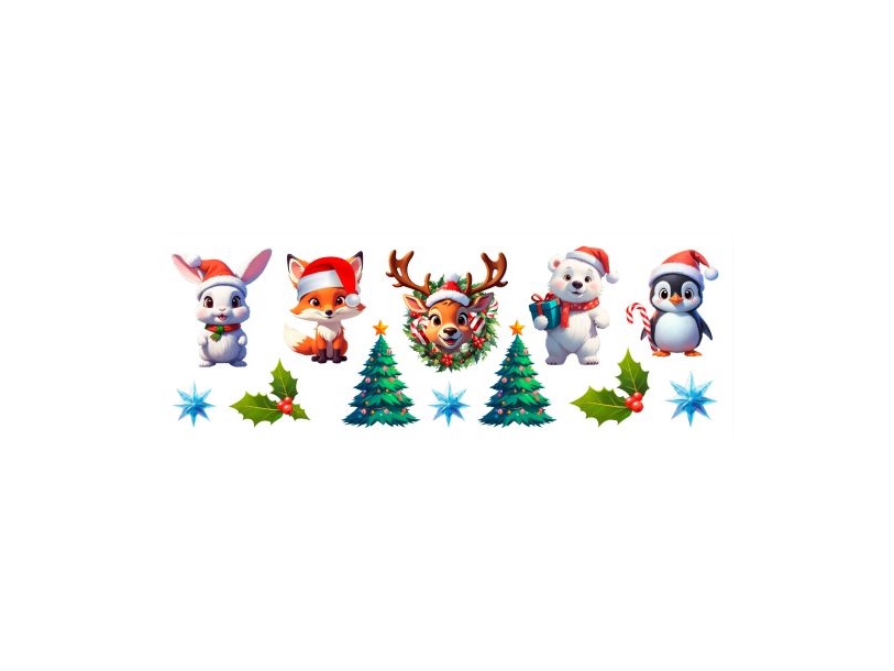 Weihnachts-Tier Sticker, 25 X 70 Cm