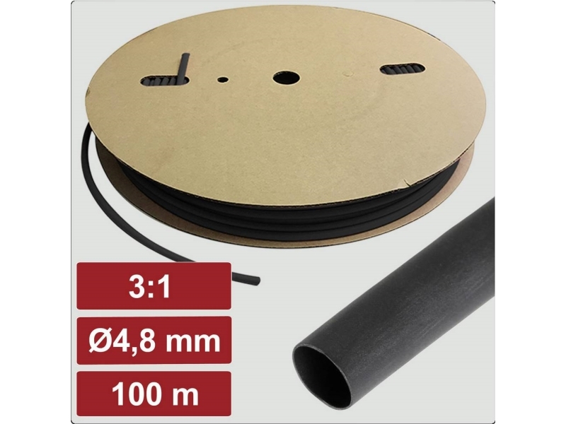 Electronic Garage Eg25ca067 Krympeslange Med Lim Sort 4.8 Mm 1.6 Mm Krympningshastighed:3:1 100 M