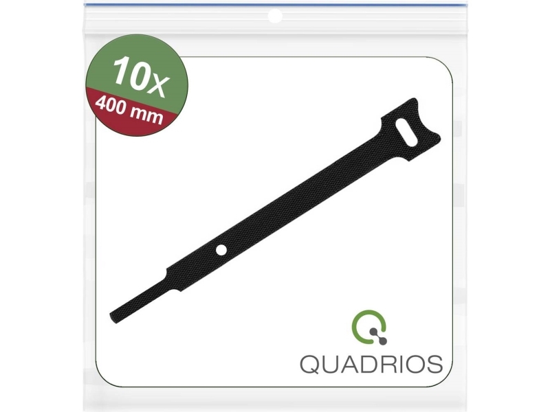 Quadrios 25CA566 Burrebåndkabelbinder til samling Burrebånd statisk loop del (L x B) 400 mm x 12 mm Sort 10 stk