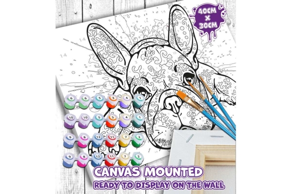 Måla efter nummer på duk 30x40cm, bulldog