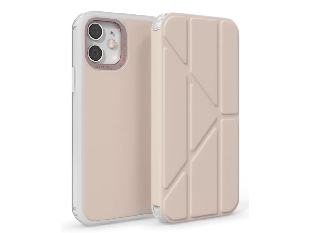Tasche Pipetto Origami Folio Für Iphone 12 Pro Max - Staubig Rosa
