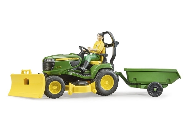 Bruder - bworld John Deere ride-on plæneklipper, trailer + havemaskine