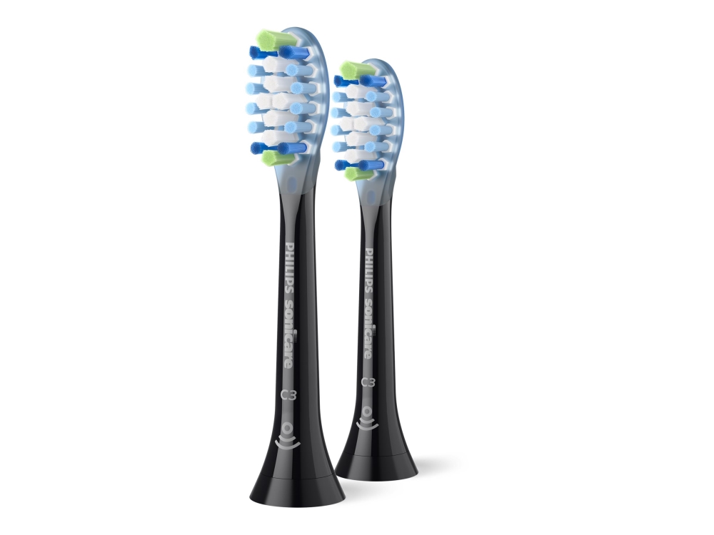 Philips Sonicare C3 Premium Plaque Defence Hx9042 - Ekstra Tandbørstehoved - Til Tandbørste - Sort (Pakke Med 2)