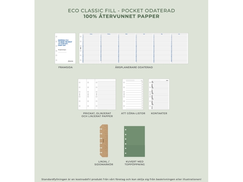 Filofax Eco Essential Pocket Systemkalender Gylden Egk