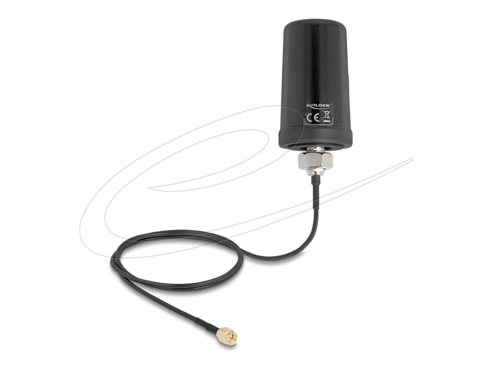 Delock - Antenne - Mobil, Wi-Fi, Iot, Navigation, Bluetooth - Omni-Directional - Tagmonterbar, Udendørs, Skruemontering