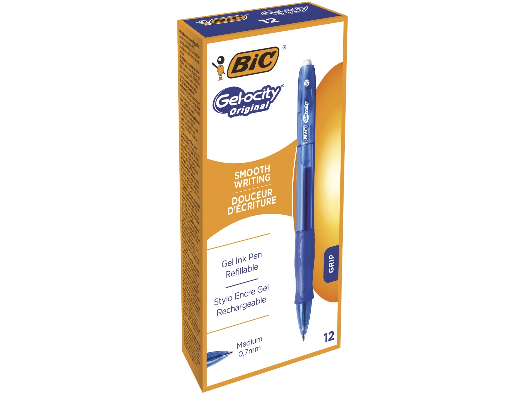 BIC Gel-ocity Original Gelpenne med Klikmekanisme Medium Spids (0,7 mm) - Blå, 12 stk. i Kartonboks - (12 stk.) | Skrivredskap - Övriga skrivredskap | GameStuff
