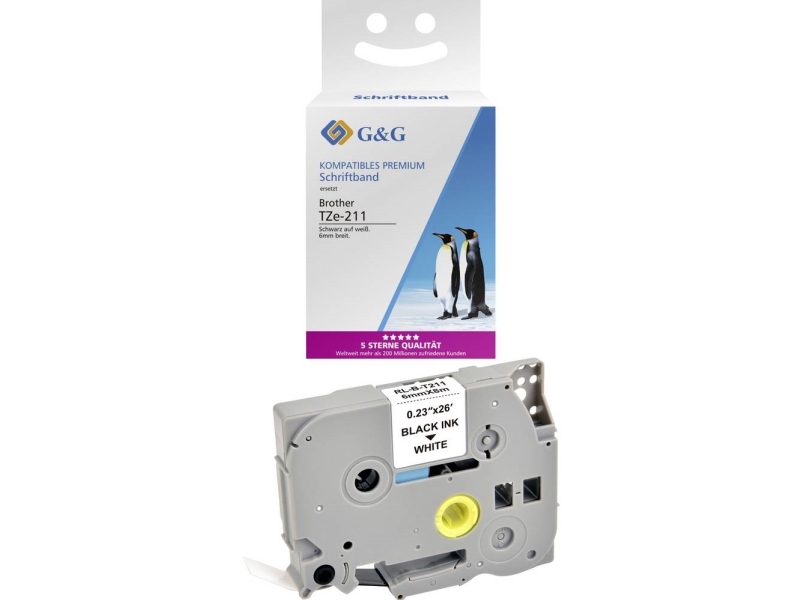 G&G 5T211-Td, Hvid, Brother, Iso9001, Iso14001, Brother Ptouch 1000 Brother Ptouch 1010 Brother Ptouch 1280 Brother Ptouch 1750 Brother Ptouch 18R...