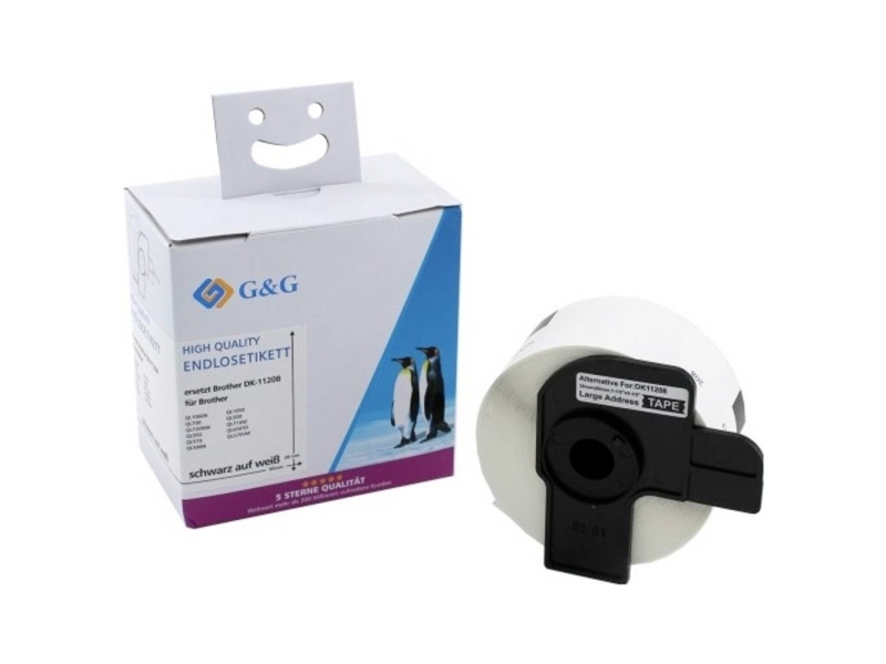 G&G Etiketter Kompatibel erstatter Brother DK-11208 38 x 90 mm Thermodirekt papir Hvid 400 stk Permanent vedhæftningsevne Adresseetiketter ET-B-G-11208