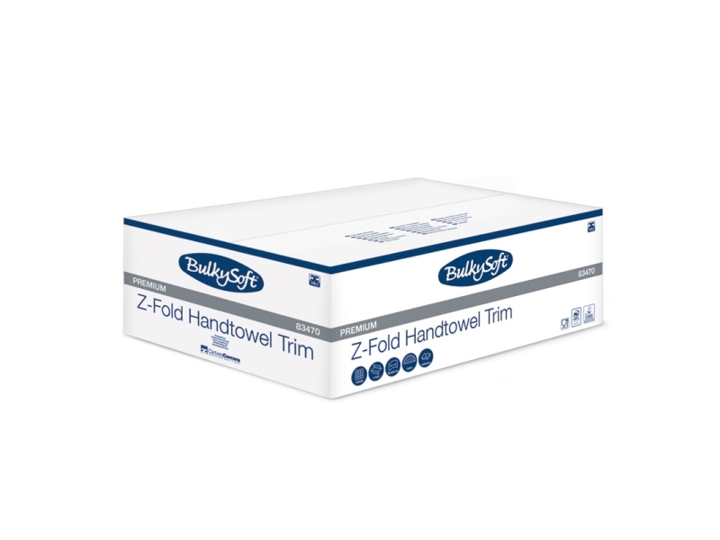 Papirhåndklæder ark, BulkySoft, Premium 2 lag, hvid 205mmx240mm, karton a 3750 stk