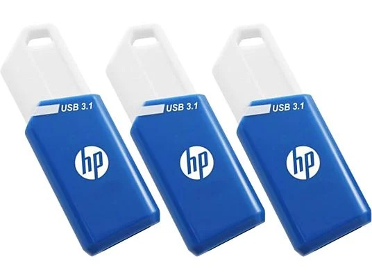 Hp X755w Pack X3, 128 Gb, Usb Type-A, 3.2 Gen 1 (3.1 Gen 1), 75 Mb/S, Glide, Blå, Hvid