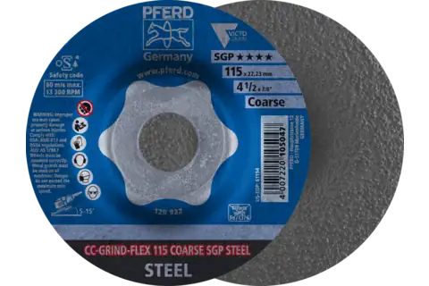 Pferd Cc-Grind Grinding Discs Flex Sgp Steel, 11,5 Cm, 10 Stk