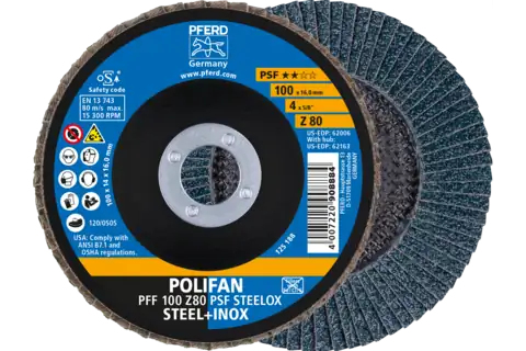 Pferd Polifan Flap Discs Zirconia Alumina Z Psf Steelox, 10 Cm, 10 Stk