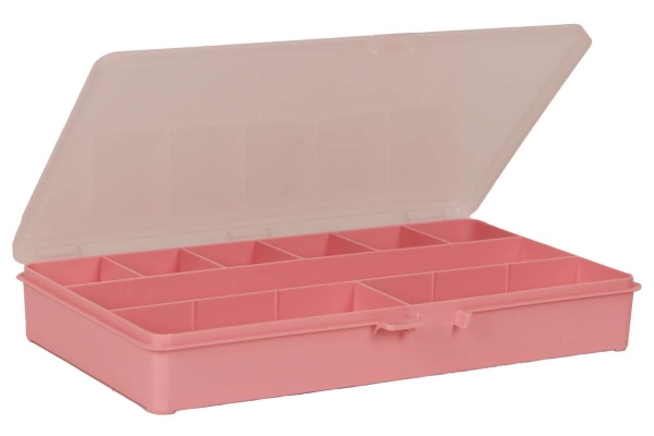 Förvaringslåda med 9 fack 41x27,1x17,3cm, rosa | Leksaker - Kreativitet - Pärlor | GameStuff