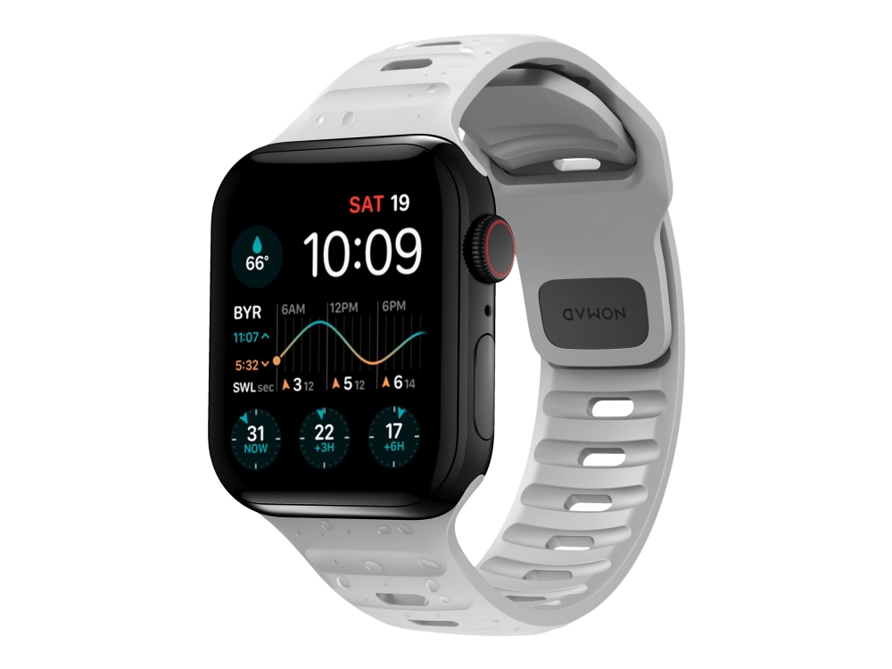 Nomad Sport Band - Urrem for smart watch - 150 - 200 mm - månegrå - for Apple Watch Hermès Series 9, SE 3, Series 10, Series 11, Series 9, Ultra 2, Ultra 3 billede